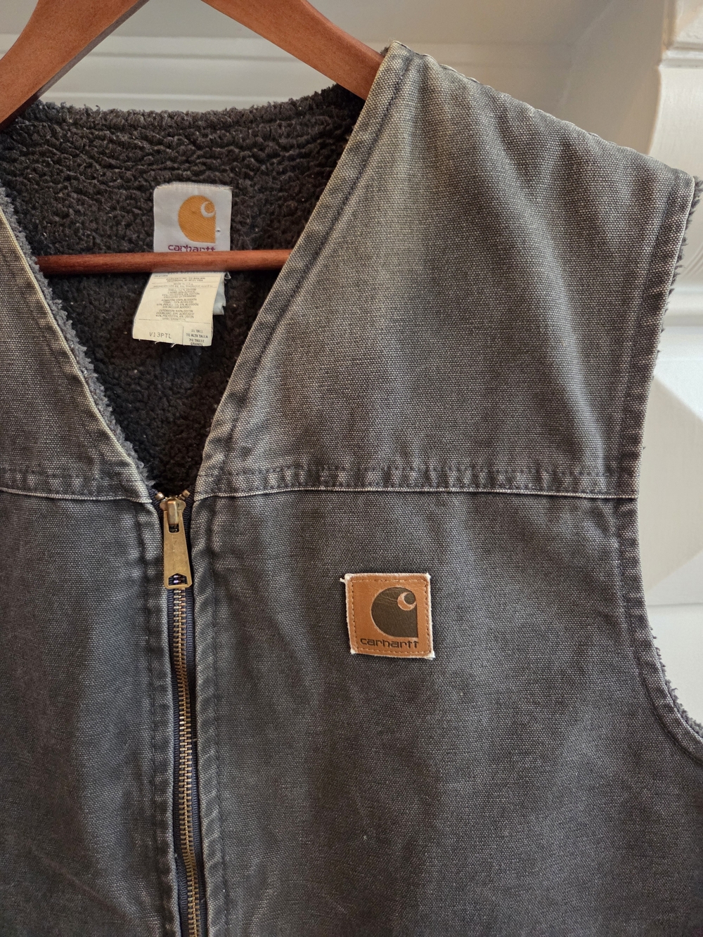 Vtg Carhartt Sherpa-Lined Duck Work Vest - XLT Petrol - Picture 5 of 10